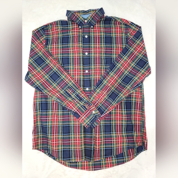 Chaps Casual Red and Blue Plaid Button Down Shirt - Picture 1 of 9